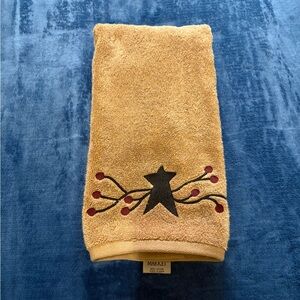 VHC Brand Embroidered Tan Hand Towel with Star Design